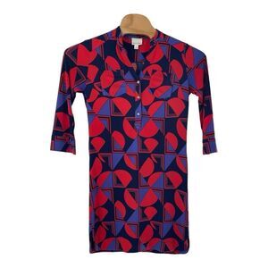 Donna Morgan Women's Geometric Print 3/4 Sleeve Shirt Dress Multicolor Size 4